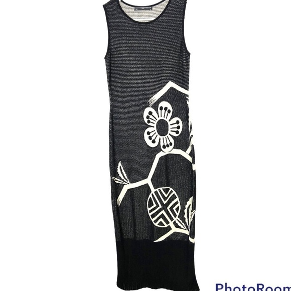 Peruvian Connection 100% Pima Cotton Knit Maxi Dress BOLD Flower Art to … - Picture 2 of 11